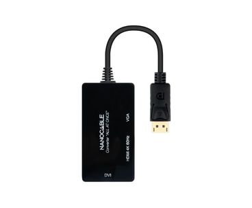 CONVERSOR DISPLAYPORT A HDMI/DVI/VGA 20CM NEGRO NANOCABLE