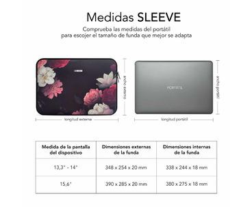 FUNDA NEOPRENO SLEEVE 13.3"-14" FLOWERS SUBBLIM