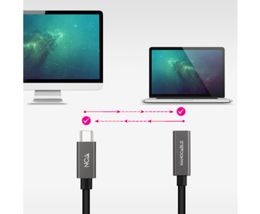 CABLE USB-C 3.2 GEN2x2 20Gbps 3A 4K USB-C/M USB-C/H 1.5 M NEGRO NANOCABLE