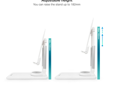 SOPORTE SOBREMESA AJUSTABLE PARA TABLETS 12.9" BLANCO TOOQ
