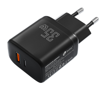 CARGADOR PARED/VIAJE USB-C PD+ 1 USB-A 35W NEGRO LEOTEC