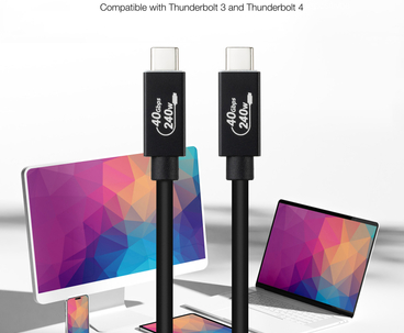 CABLE USB 4 GEN 3X2 40Gbps 5A/240W USB-C/M USB-C/M 1 M NEGRO NANOCABLE