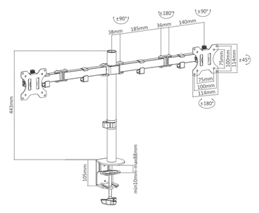SOPORTE MESA 2 MONITORES 13''-32'' BLACK TOOQ